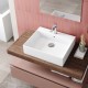 Lavabo da appoggio o sospeso in ceramica bianca con foro per rubinetteria – Modello Flos 50 di Barbottina