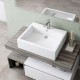 Lavabo da appoggio o sospeso in ceramica bianca con foro per rubinetteria – Modello Flora 55 di Barbottina