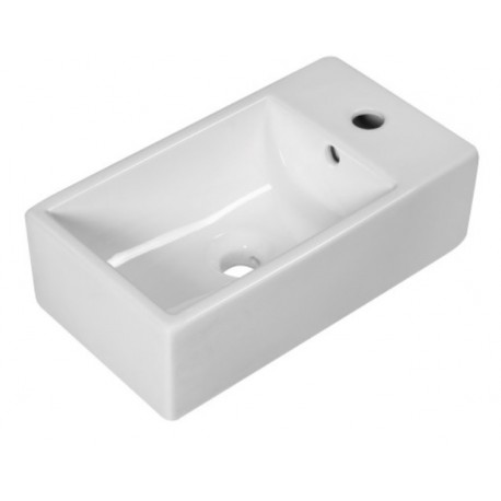 Lavabo da appoggio o sospeso in ceramica bianca con foro per rubinetteria – Modello Nix 25 di Barbottina