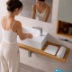 Lavabo da appoggio o sospeso in ceramica bianca con foro per rubinetteria – Modello Nix 25 di Barbottina