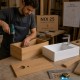 Lavabo da appoggio o sospeso in ceramica bianca con foro per rubinetteria – Modello Nix 25 di Barbottina