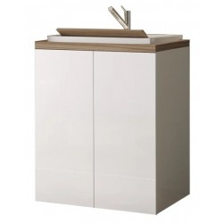 Lavatoio singolo (LxPxH) 71x91x65 cm, truciolare nobilitato bianco lucido/noce SAVINI