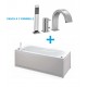 Vasca a tre Pannelli 70 x 105/120/140/150/160/170 cm in Vetroresina + Batteria Miscelatore Ringo Paffoni