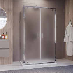 Box doccia centro stanza apertura doppio battente + 2 lati fissi Cristallo 6 mm opaco Altezza 195 cm art. HF50