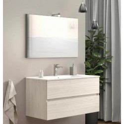 Mobile bagno sospeso rovere ghiaccio con specchiera e lavabo integrato modello easy 100 cm marca Savinidue