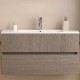 Mobile bagno sospeso noce americano con specchiera e lavabo integrato modello easy 100 cm marca Savinidue