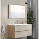 Mobile bagno sospeso bicolor cassa noce/ante almond con specchiera e lavabo integrato modello easy 100 cm marca Savinidue