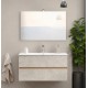Mobile bagno sospeso bicolor cassa noce/ante almond con specchiera e lavabo integrato modello easy 100 cm marca Savinidue