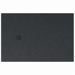 Su Misura H. 2,8 cm. Piatto Doccia Grafite in Pietra Sintetica Eco-stone con griglia inox in tinta con il piatto