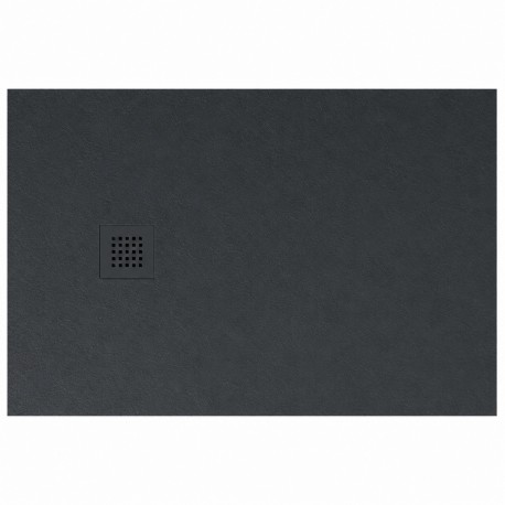 Su Misura H 2,8 cm Piatto Doccia Grafite in Pietra Sintetica Eco-stone con griglia inox in tinta con il piatto