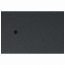 Su Misura da 80 H. 2,8 cm. Piatto Doccia Grafite in Pietra Sintetica Eco-stone con griglia inox in tinta con il piatto