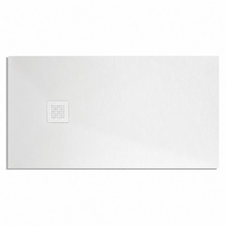 Su Misura H. 2,8 cm. Piatto Doccia bianco in Pietra Sintetica Eco-stone con griglia inox in tinta con il piatto