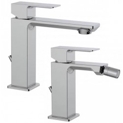 Miscelatori Lavabo + Bidet paffoni Elle H completi di pilette di scarico in ottone cromo lucido