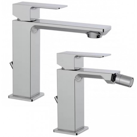 Miscelatori Lavabo + Bidet paffoni Elle H completi di pilette di scarico in ottone cromo lucido