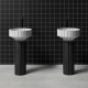 Lavabo a Terra Freestanding 024 di antoniolupi in pietra naturale bianco carrara/nero marquinia