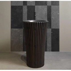Lavabo a Terra Freestanding Ramses di antoniolupi frassino moka con bacino Acciaio Inox AISI 316