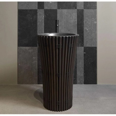 Lavabo a Terra Freestanding Ramses di antoniolupi frassino moka + Acciaio Inox AISI 316