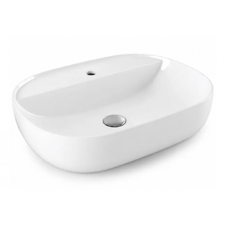 Lavabo da appoggio in ceramica bianca con foro per rubinetteria – Modello Zip di Azzurra
