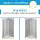 box doccia angolare 70x100 cm. cristallo satinato 6 mm profilo cromo altezza 195 cm art. h22
