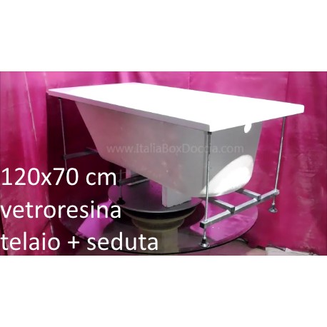 Vasca con Telaio + Seduta 120X70 cm in Vetroresina