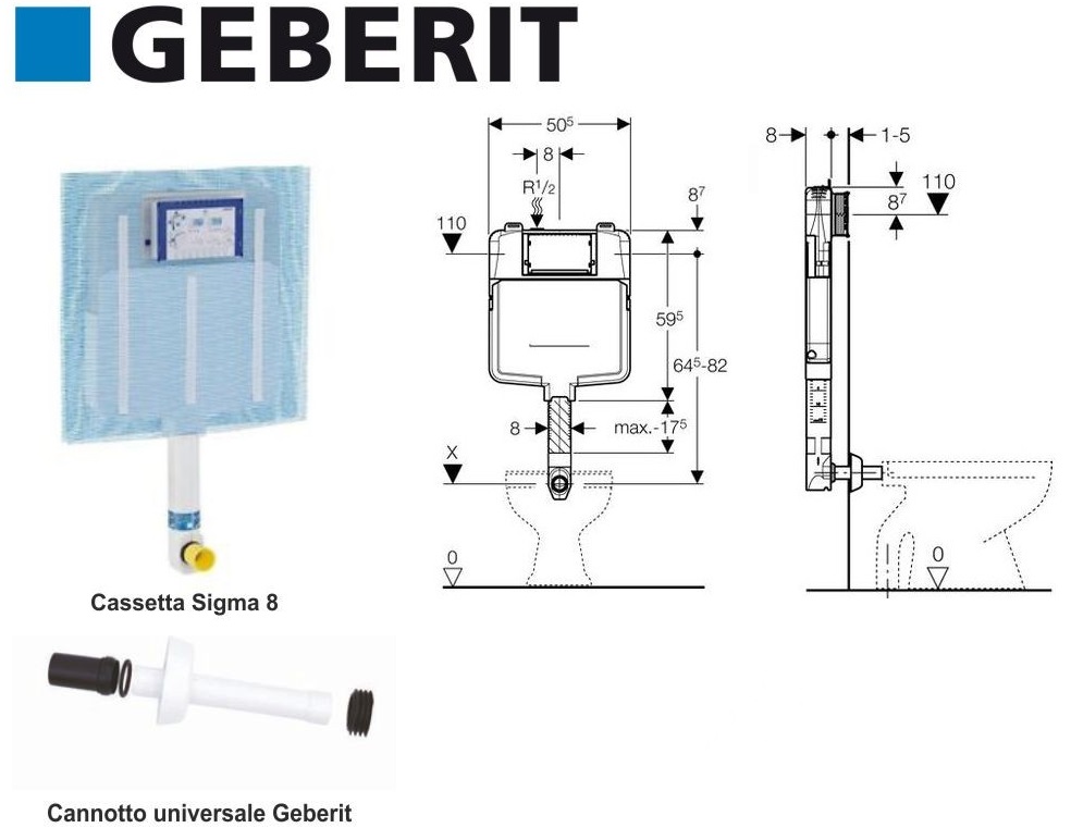 Placca di comando ottone lucido Sigma01 per cassette di scarico Geberit  Sigma 8