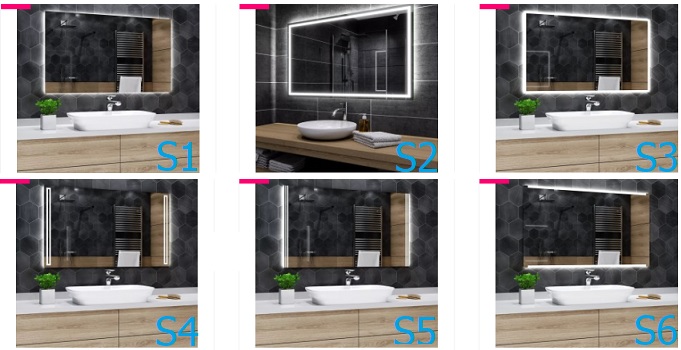 Lomadox Mobile Bagno LUTON-56 Con Lavabo In Ceramica E Specchio Con Luci, 80 Cm, Bianco Lucido E Rovere - 4