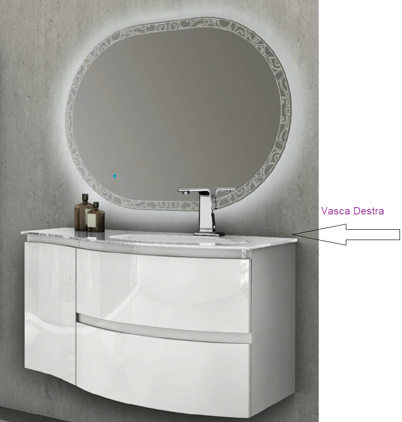 Baden Haus - Mobile da Bagno Sospeso 104 cm Vague Bianco Lucido Baden Haus - Mobile da Bagno Sospeso 104 cm Vague Bianco Lucido