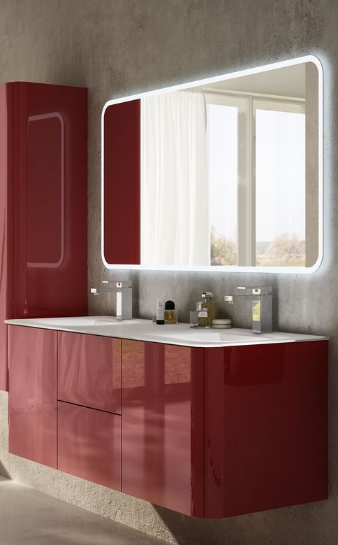 Baden Haus - Mobile da Bagno Sospeso 140 cm Liverpool Rosso Baden Haus - Mobile da Bagno Sospeso 140 cm Liverpool Rosso