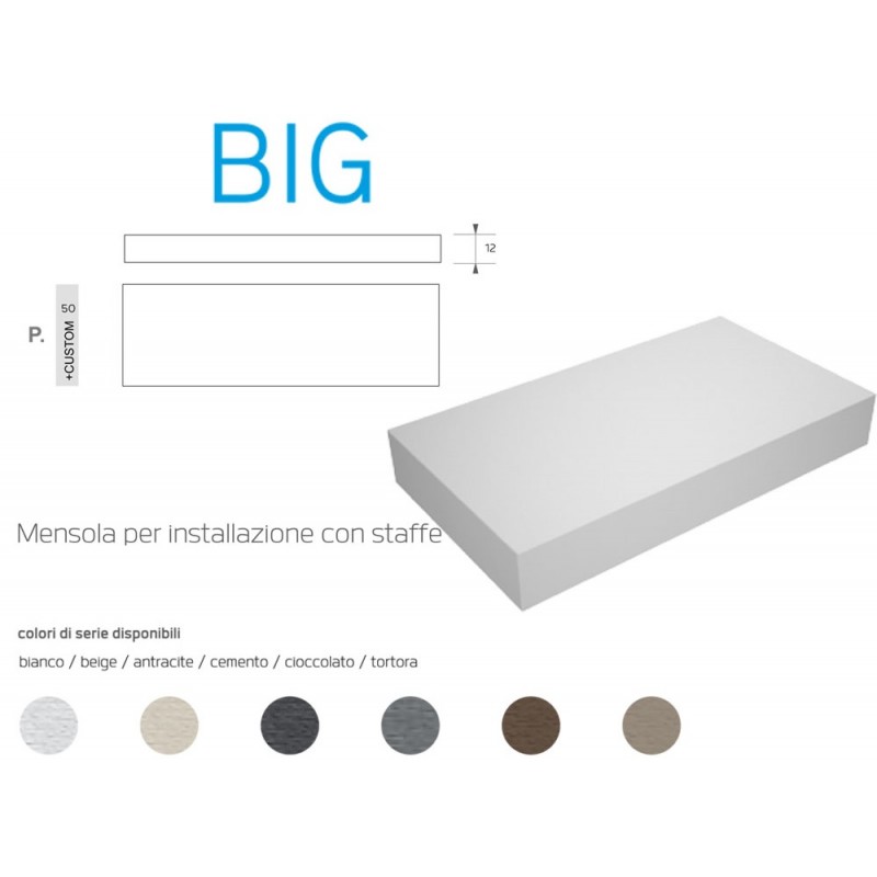 Mensola per lavabo da appoggio effetto Ardesia 170 x 50 cm realizzata in  mineral marmo modello BIG - Vendita Online ItaliaBoxDoccia