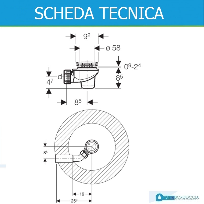 Sifone a S con piletta per piatto doccia Ø 60 mm di Geberit - Vendita  Online ItaliaBoxDoccia